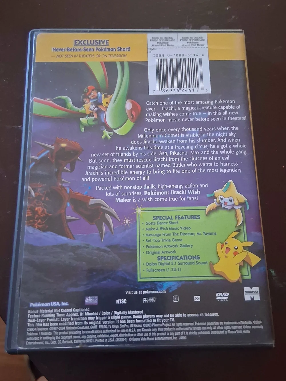 Pokemon Jirachi Wish Maker Set - Blue, Purple, Yellow CARD DVD BOOK 2004